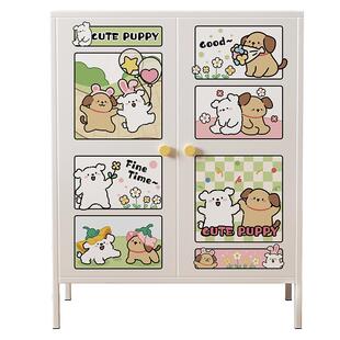 线条小狗客厅斗柜餐边柜靠墙一体储物柜铁艺收纳柜沙发边柜置物柜