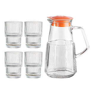 冷水壶家用条纹玻璃水壶凉水壶大容量凉水杯办公室茶壶果茶凉水壶