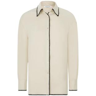 INSPIRE&STORIES 黑白纯色花边设计香风春秋宽松通勤气质长袖衬衫