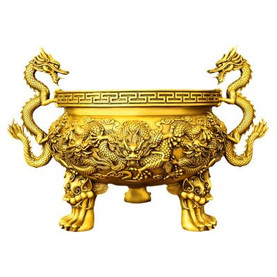 铜九龙香炉莲花炉家用工艺品