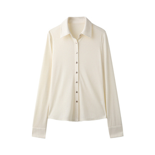 PENNYPENG黑曼巴 黑标系列极简老钱风流线型翻领羊绒长袖针织衬衫