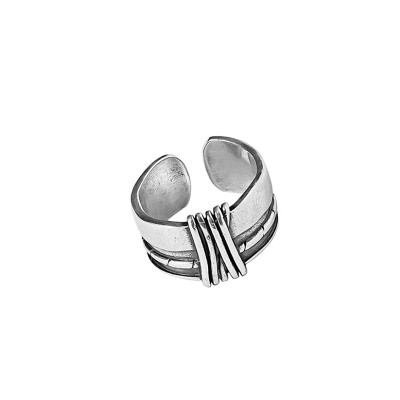 闭眼入ins风做旧数字镀银戒指