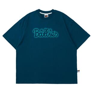 Battles 夏季雾化logo基础印花重磅纯棉短袖T恤圆领宽松休闲