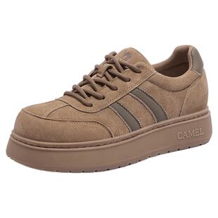 骆驼2026年春季新款休闲面包鞋跟高5cm/7cm厚底增高德训鞋女板鞋