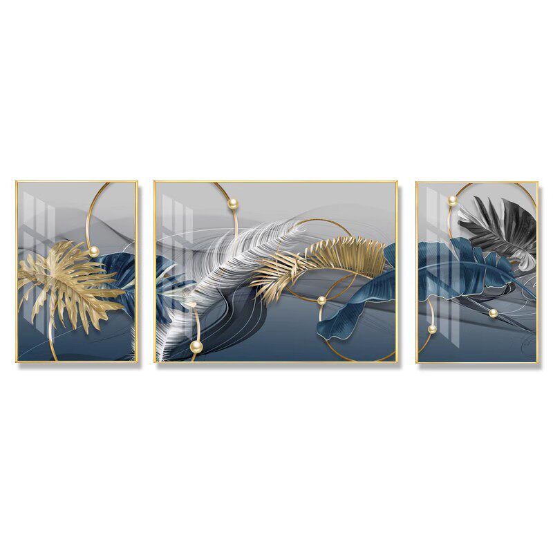 简约现代风飘带羽毛客厅装饰画