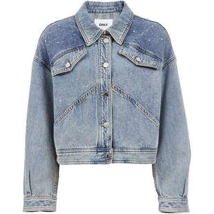 ONLY2026春季新款复古做旧水洗水钻装饰OVERSIZE翻领牛仔外套女