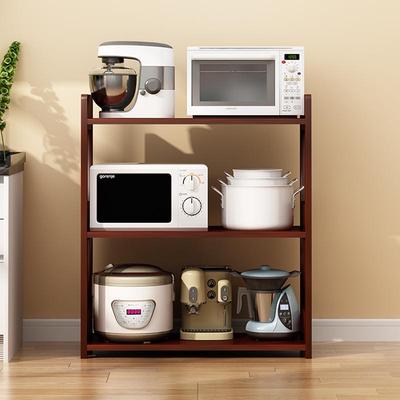厨房微波炉置物架多层落地式烤箱收纳架木质窄柜家用储物放锅架子
