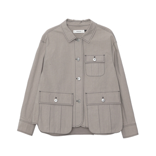 【商场同款】MOVEUP幻走2025秋季新款摇头扣贴袋工装风短款外套女