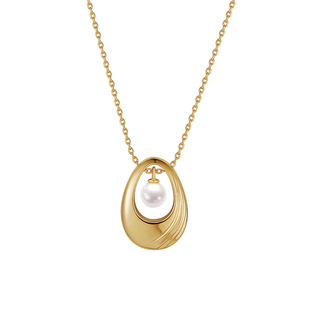 PEARLSTIGE至如Hepworth曙光系列波纹珍珠吊坠可拆卸设计扣项链