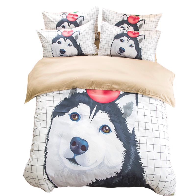 卡通萌宠狗狗二哈印图单品被套