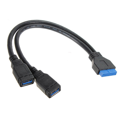 FVH USB 3.0转接线20针 转usb3.0主板20pin转2port 外接转换 黑色