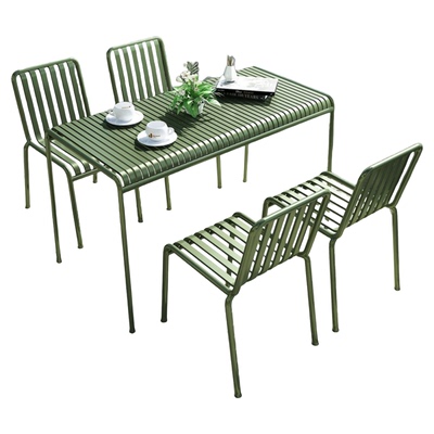 现代简约铁艺绿色洽谈桌套装组合