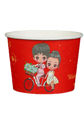 婚庆一次性红纸碗加厚大号整箱