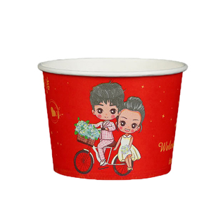 结婚用一次性红色喜庆纸碗纸杯家用婚宴餐具加厚婚庆大号纸碗整箱