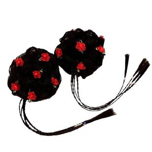 儿童古风假发辫子宝宝公主造型卷发饰丸子头发圈女童表演假发发夹