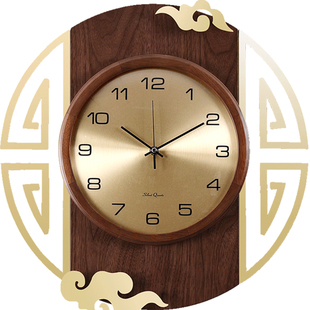 新中式实木挂钟表客厅挂墙轻奢网红古风2025新款家用高级感时钟表