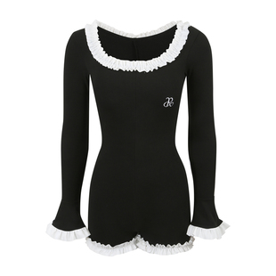 来去无迹-W小调连体遮肚显瘦高级感长袖平角海边温泉游泳衣泳装女