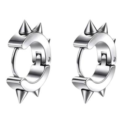 百搭朋克铆钉不锈钢耳环耳夹