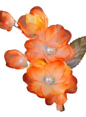 古风绢纱花朵烫花发夹
