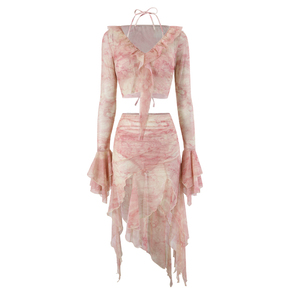 型盛泳衣女比基尼性感法式分体四件套粉色海边度假高级感纯欲显瘦