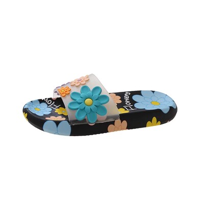 俏绘可爱花朵雨花石厚底凉拖鞋