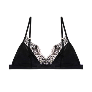 bralette法式内衣丝滑舒适无痕超薄文胸性感蕾丝睫毛三角杯无钢圈