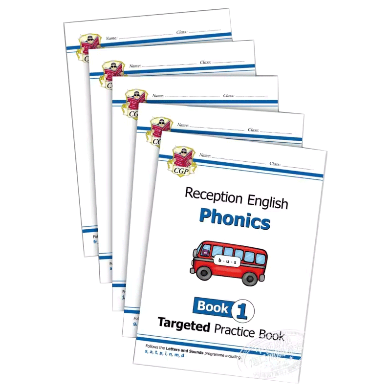 英国CGP教材 English Targeted Practice Book Phonics Reception Books 1-5 英语自然拼读练习册五册 4-5岁