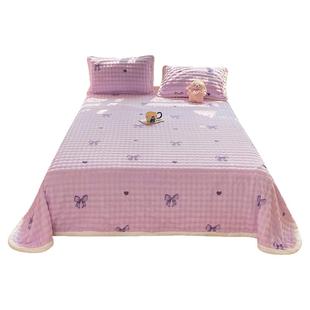 牛奶绒床单单件加厚冬季加绒珊瑚绒兔兔毛绒单人毛毯枕套三件套