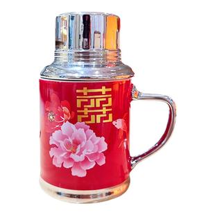 复古创意陶瓷杯大容量马克杯结婚礼物杯怀旧情侣水壶中国风早餐杯