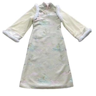 十里七巷 山水倦民国风假两件全开襟保暖中式旗袍