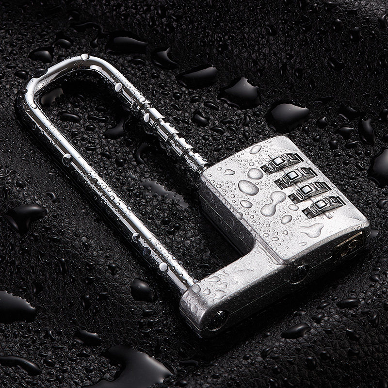 密码锁大挂锁伸缩调节u型衣柜文件柜门把手锁书柜加长插锁叉锁具