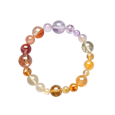 五行水晶火生土天然海蓝宝手链