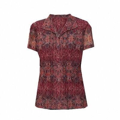 台湾网纱短袖翻领衬衫妈妈夏装