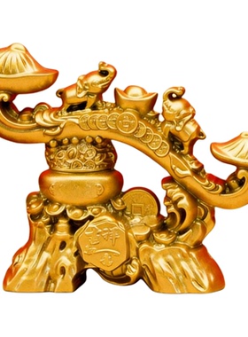 中式如意聚宝盆合金招财摆件