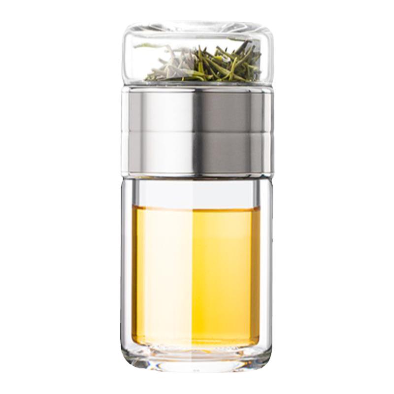 点盛新款双层玻璃茶水分离泡茶杯