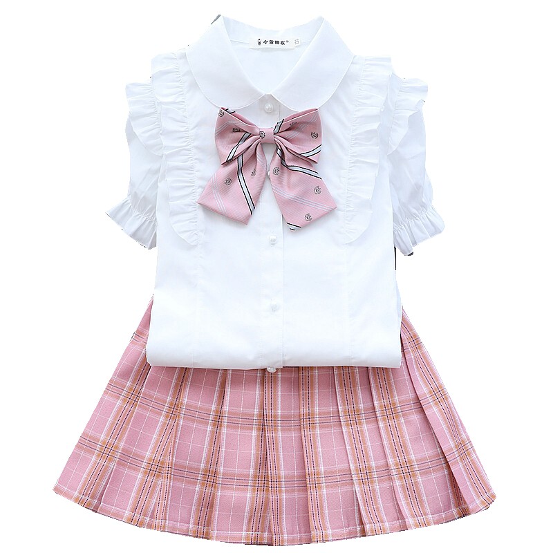 女童短裙格子学生百褶裙校服半身