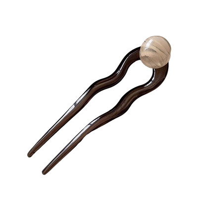 复古简约珠珠U型发簪女2025新款高级感后脑勺丸子头发钗簪子头饰