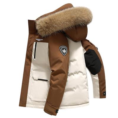 【大毛领情侣】雅鹿羽绒服男2025冬季新款户外工装青年保暖外套男