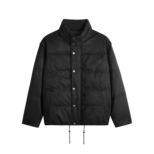 HIM汉崇 可拆卸袖子立领宽松羽绒服仿麂皮绒加厚保暖休闲2025冬季