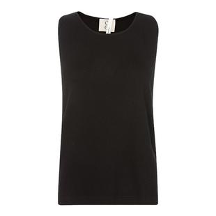 Ninety Percent 春季黑色极简风圆领无袖上衣背心银泰百货