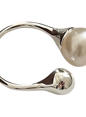 S925纯银气质天然珍珠圆球戒指