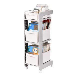 桌下书架落地置物架学生放书包书本可移动带滑轮小推车工位收纳柜