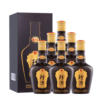 【买2箱送同款1瓶】贵州珍酒珍十五坤沙酱香白酒53度500ml*6