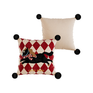 小马福吉红色马年沙发抱枕靠枕枕套轻奢高级2025新款卡通可爱枕头