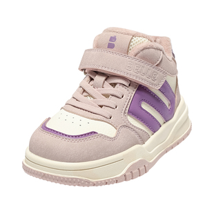 百丽童鞋儿童加绒运动鞋女童高帮板鞋2025冬季新款男童宝宝休闲鞋