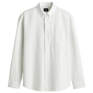 HM男装衬衫冬季标准版型纽扣领细条纹牛津纺衬衫1257417