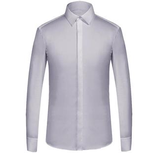 非凡领袖青年商务白衬衫男长袖修身 抗皱职业正装暗门襟纯色衬衣