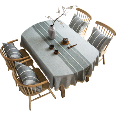 长椭圆形桌布布艺棉麻伸缩桌现代