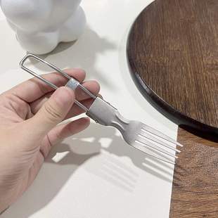 柏嘉乐纯钛可折叠沙拉餐具叉野餐家用户外折叠勺子叉子钛合金野营