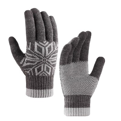 手套男冬季加绒保暖羊毛户外防风可触屏骑行电动车加厚防寒女针织